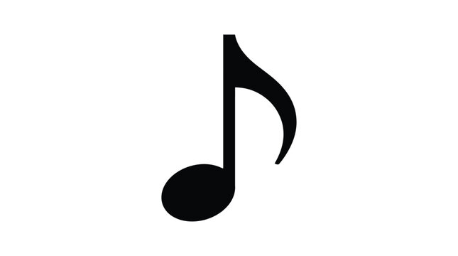 Single eighth note icon flat black silhouette on white background