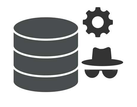 Database Privacy and Cyber Security Icon with Anonymous User and Server Protection Data protection editable icon 2