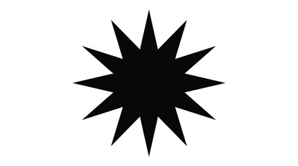 Obraz premium Black starburst shape on a white background simple silhouette design