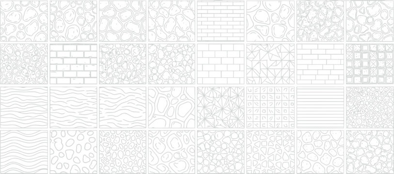 Set of thirty professional architectural hatch patterns for cad drafting featuring brick stone and geometric line work for technical architectural documentation and design