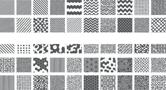 Diverse collection of seamless geometric and organic patterns for design backgrounds and textures