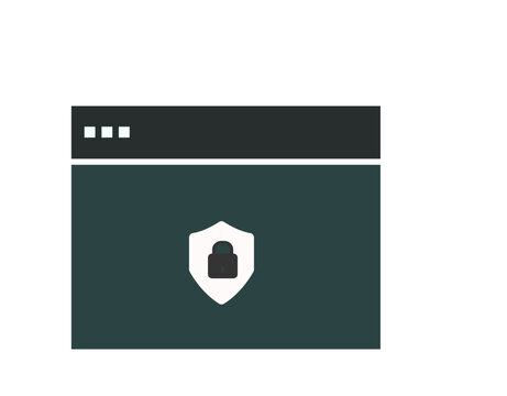Secure Website Protection Icon with Shield and Padlock Symbol, Cybersecurity Web Browser Window, Data Privacy Protection, Online Security Concept, Flat Vector Data Protection Editable icon set +-38.ai