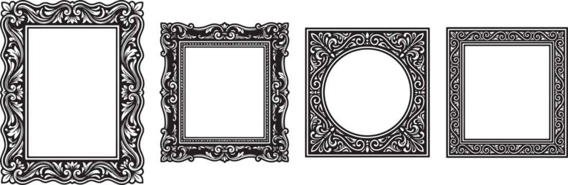 Set of vintage ornate frames and decorative borders