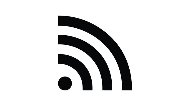 Rss Feed Icon On White Background Flat Vector Graphic