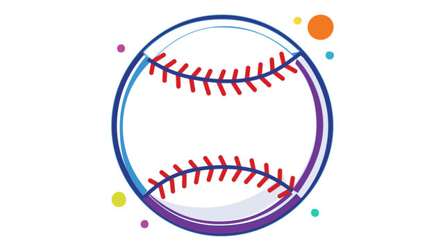 Vibrant hardball icon with crimson seams and bold outlines. Modern athletic linear art featuring tweakable path weights and scalable dimensions for professional team identity designs.