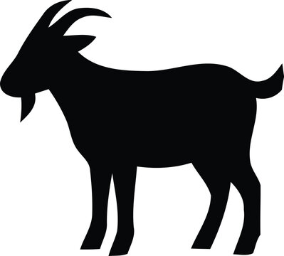Black silhouette of a goat standing on transparent background