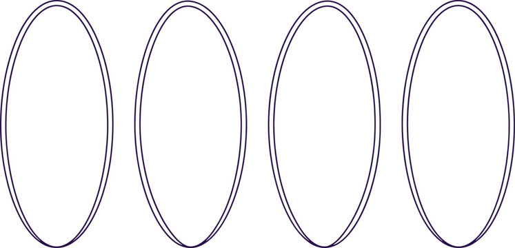Minimalist double line ellipse frames set isolated on white background