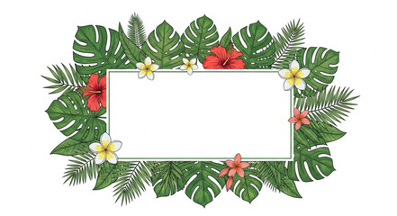 Tropical floral frame with blank space for text. © Anang