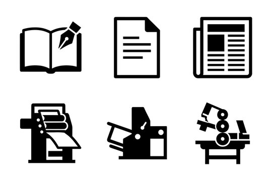 Publishing and Printing Industry Icons Set
