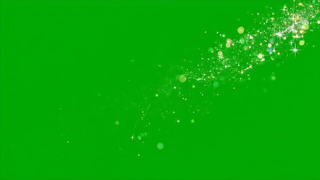 Floating Star Trail on Chroma Key Background - The video features a dynamic star trail with glowing particles gracefully sweeping across a chroma key green screen background.