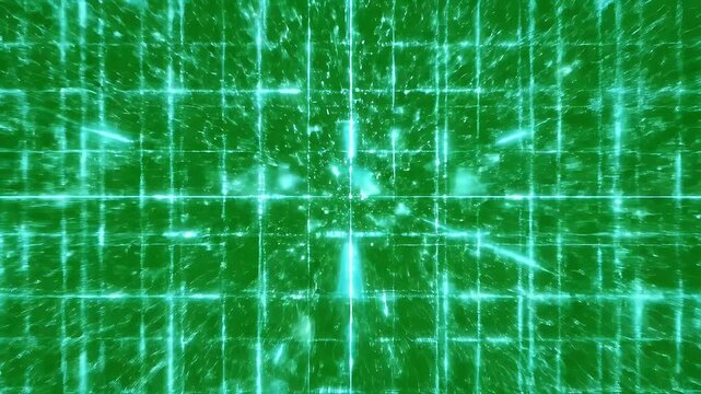 Futuristic Green Grid Animation - A dynamic visualization of a glowing grid pattern radiating from the center, creating an illusion of depth and speed.