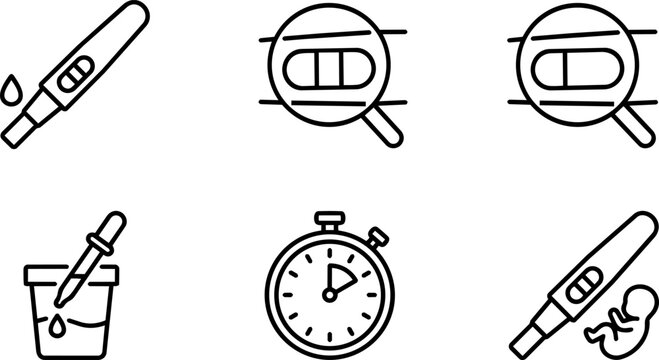 Pregnancy and Fertility Test Icons Set. Vector