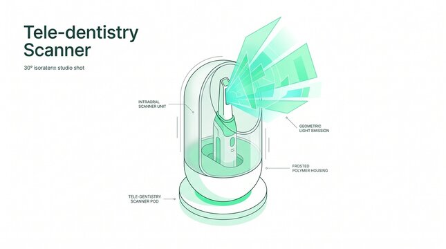 Tele-dentistry Scanner, innovative dental diagnostic device, modern digital oral health technology, futuristic medical equipment for remote dentistry