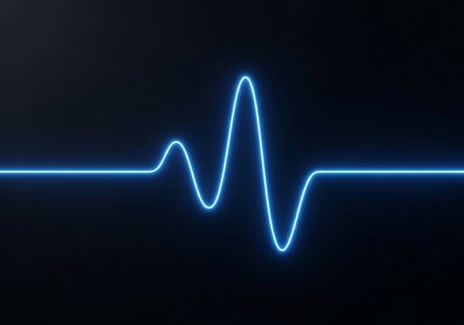 Neon Heartbeat Line on Dark Background for Medical and Technology Themes.