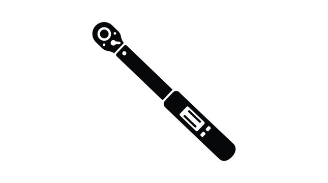 Torque Wrench Silhouette On White Background Minimalist Tool Illustration