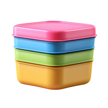 Plastic colorful container isolated on a transparent background