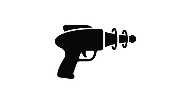 Ray Gun Silhouette Black Shape On White Background