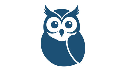 Fototapeta premium Blue owl icon on white background with computer graphic