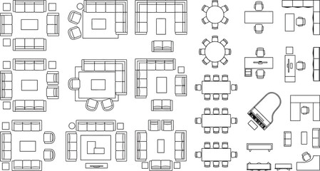 Top view furniture icons set for interior design floor plan © SampaRani