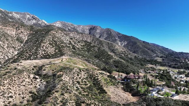 The Yucaipa Ridge Fault zone on the san andreas fault near the Yucaipa North Bench and Lower Oak Glen from a UAV Aerial Drone to view geographic Seismic Feature