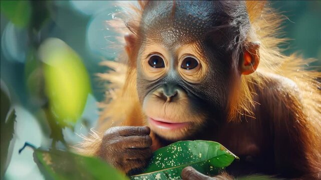 Cute Monkey Eating a Banana