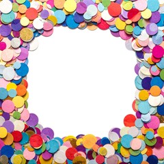 Fototapeta premium Colorful Confetti Border Frame with White Space for Text and Design