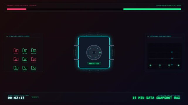 Futuristic Motion Animation of Digital Interface with Neon Elements and Dynamic Data Visualizations.
