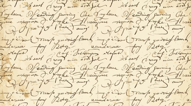 Handwriting script seamless pattern. Hand drawn text banner background wrapping paper. Unreadable sketch text background