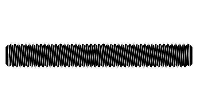 Threaded Bolt Silhouette On White Background screw