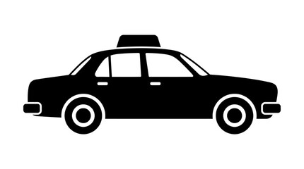 Taxi Cab Silhouette On White Background Minimalist Transportation Design © RKRifat