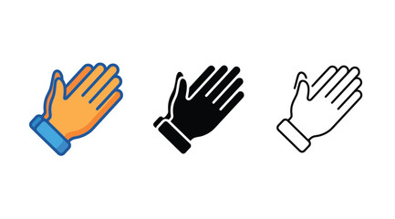 Obraz premium Three waving hand icons in different colors Vector, illustration