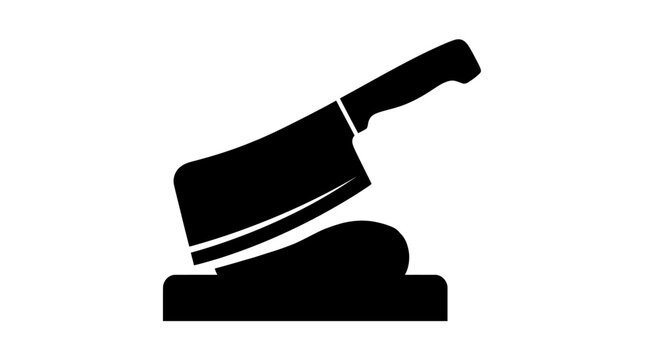 Cleaver and cutting board silhouette on a white background