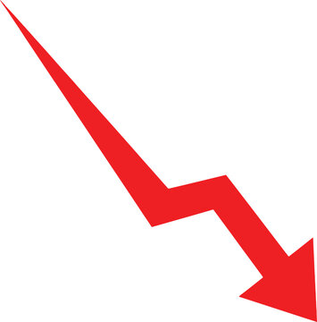 Bold red downward arrow symbol with sharp edges Vector