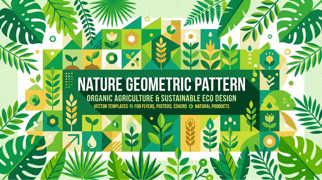 Nature Geometric Pattern with Organic Agriculture and Sustainable Eco Design Elements.