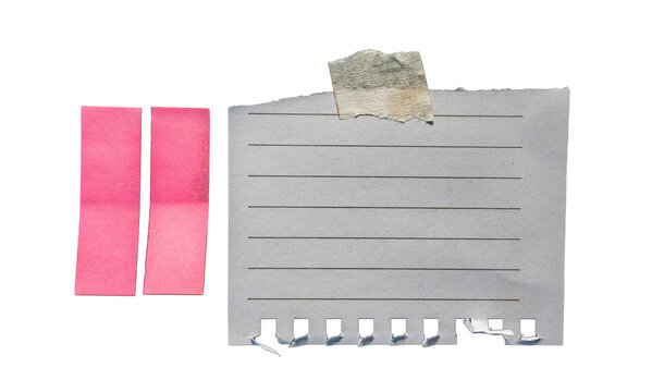 Nota de papel rayado con cinta adhesiva y marcadores rosados sobre fondo negro
