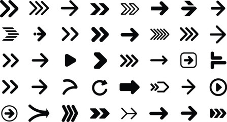Fototapeta premium Collection of various arrow icons in different styles and directions isolated on white background