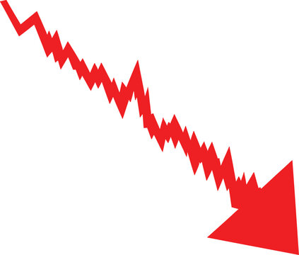 Red downward and upward arrow trend graph illustration Vector