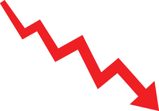 Red downward zigzag arrow vector Vector