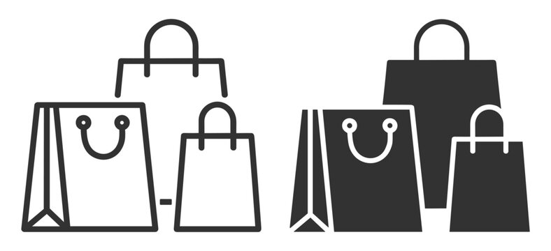 set of shopping bags vector illustration with outline and solid style on transparent background