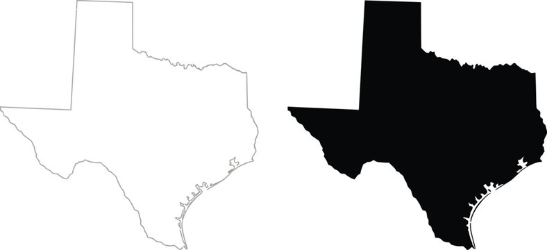 Texas state outline with filled black map version Vector