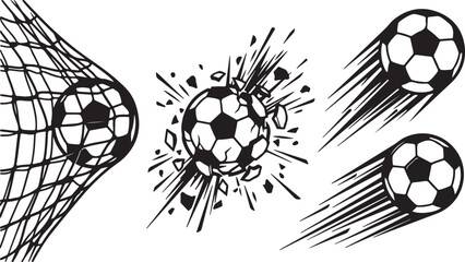 Soccer balls flying into goal net © Mst. Taslima Akhter