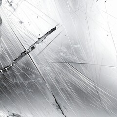 Fototapeta premium Abstract Metallic Surface With Scratches And Cracks Reflecting Light Silver Texture
