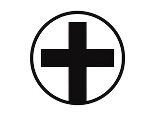 Fototapeta premium Black cross symbol with circular border isolated on white background