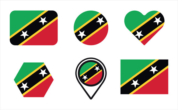 saint kitts and nevis flag icon set for travel apps and patriotic country symbol vector collection