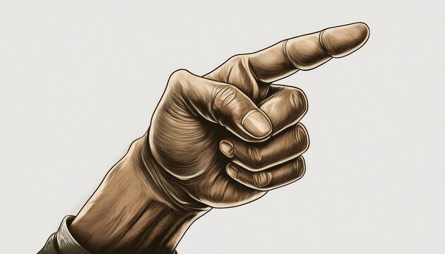 hand pointing towards the camera white background ai generated image