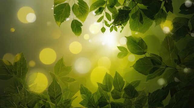 A vibrant scene of a tree canopy with shimmering light and leaves in high definition detail.