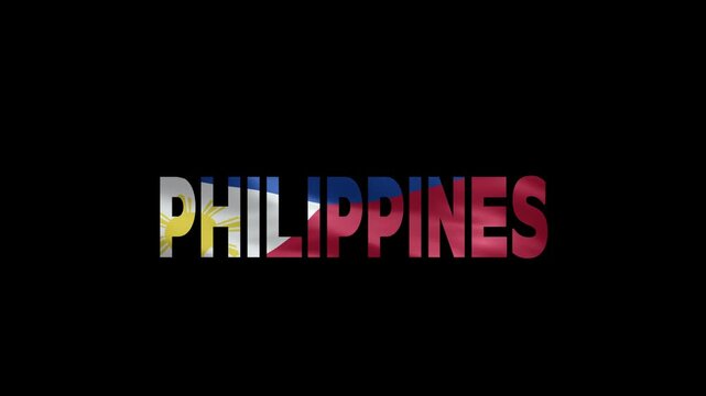 Illuminated Philippines Flag Typography on Dark Gradient Background with Neon Glow