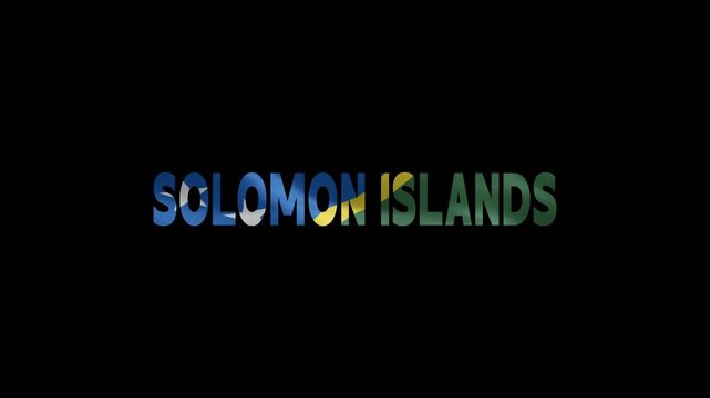 Solomon Islands Text Graphic with National Flag Colors on Black Background