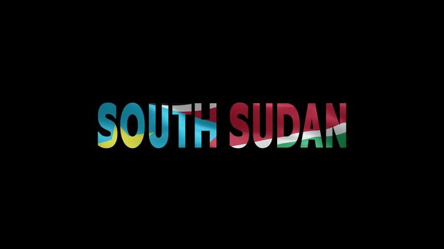 South Sudan national flag colors with country name on dark background in bold typography