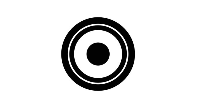 Concentric circles with central dot black and white silhouette